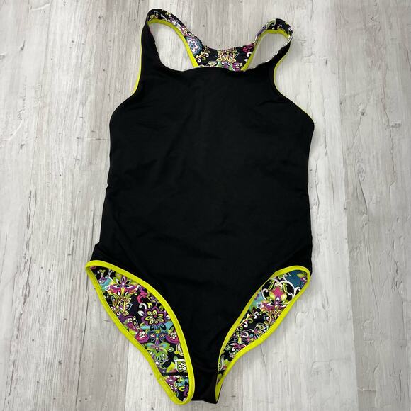 Athleta Paisley Floral Multicolor Reversible Racerback One Piece Swimsuit - Picture 4 of 10